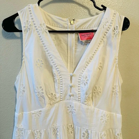 Kate Spade white eyelet dress, size 10, 100% cotton. - Picture 2 of 6
